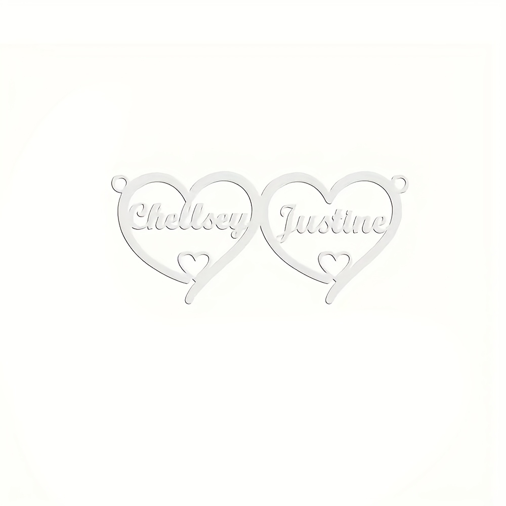 Personalized Stainless Steel Heart Name Necklace, Custom Gift